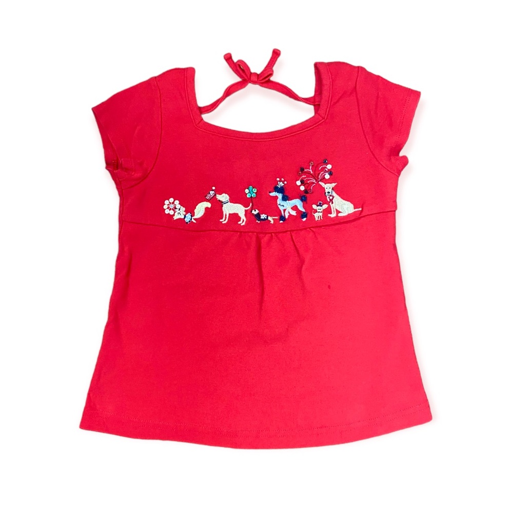 Gymboree Toddler Girls Puppy Parade Tie Back Top w/ Dachshund Wiener Dog size 4